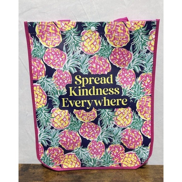 Simply Southern Reusable Tote Bag Pineapple Print Spread Kindness Everywhere NWT - Picture 1 of 2